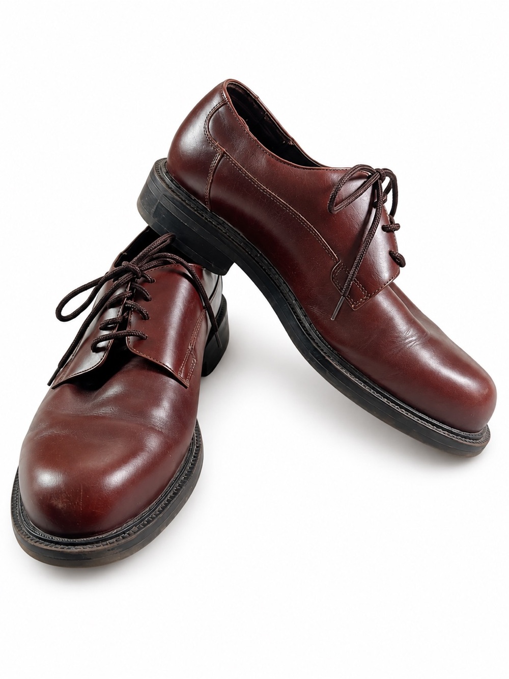 Nunn Bush Men's Brown Leather Plain Toe Oxford Derby Dress Shoes Size 10.5M